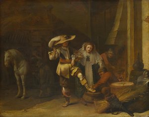 Muž a žena ve stáji od Pieter Jansz. Quast